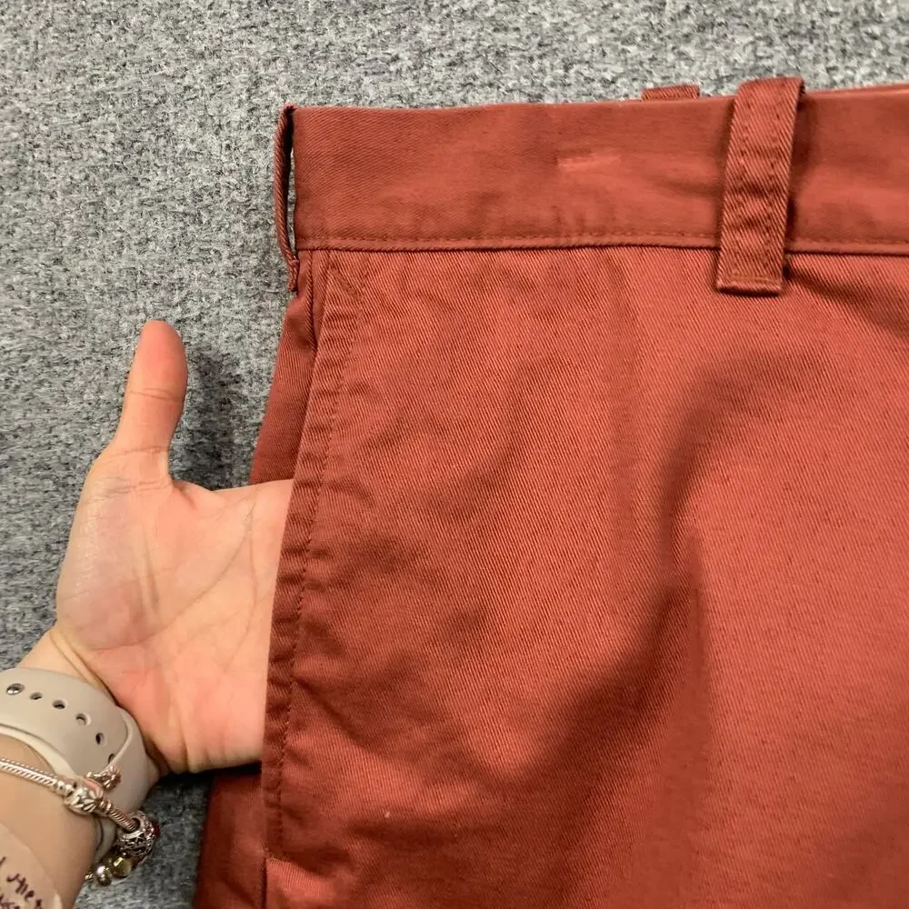 J Crew Shorts Mens 33 Rivington Broken-In Flat Front Chino Cotton Twill Zip Fly